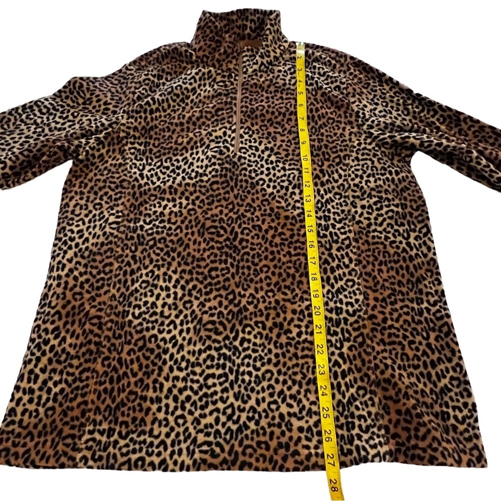 NEW Lands End Quarter Zip Printed Fleece Pullover Sweater Jacket L Animal Print - Picture 8 of 14